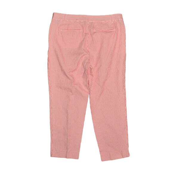 TALBOTS $99 Perfect Crop Seersucker Red Stripe Straight Leg Pant‎ Size 12 - Picture 2 of 4